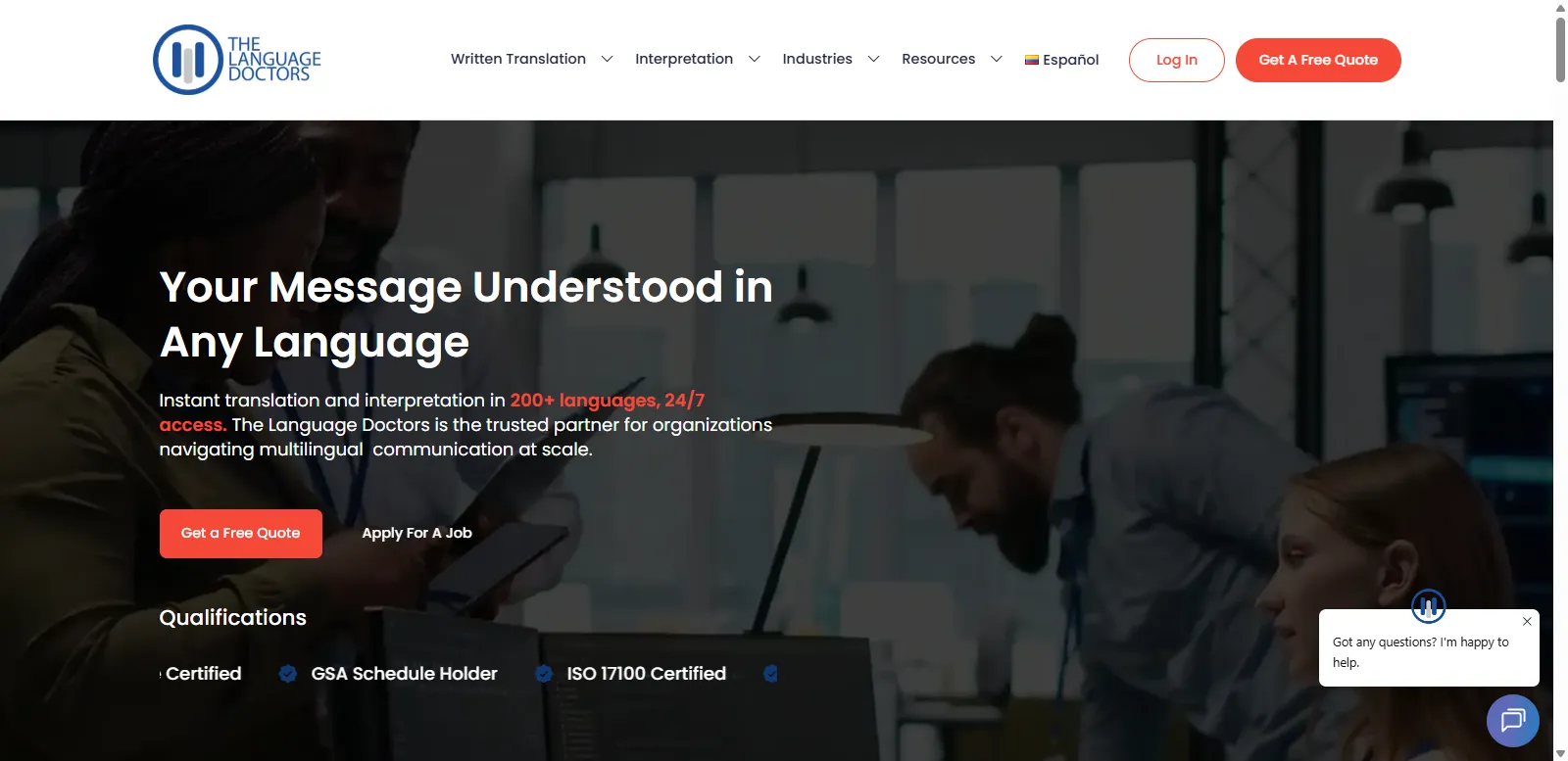 The Language Doctors WordPress website for document translation and interpreting services