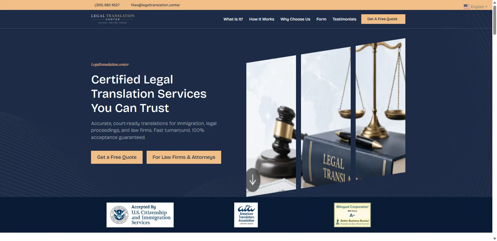 Nickel Translations certified legal translation landing page